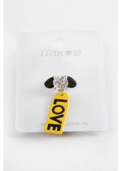 Love Yazılı Tek Taş Lastikli Toka