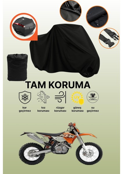 Siyah Arka Çanta Uyumlu Ktm 400 Exc Uyumlu Motosiklet Brandası, Koruyucu Örtü