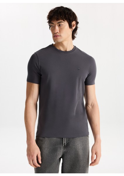 Bisiklet Yaka Düz Antrasit Erkek T-Shirt M4WM-TST-1987 modelleri