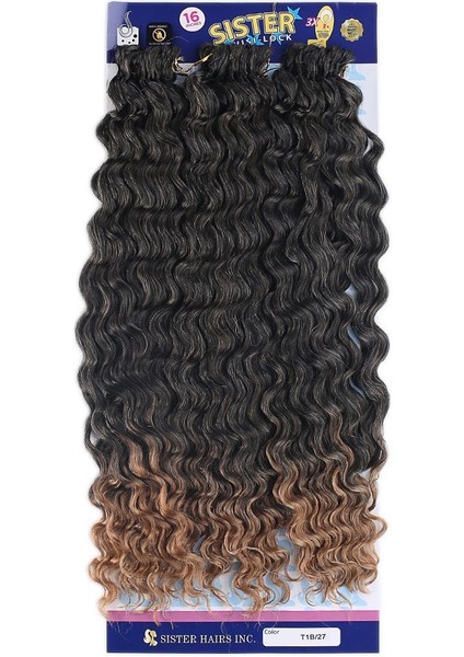 Afro Dalgası Saç / Siyah Karamel Ombreli T1B/27