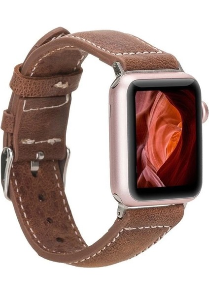 Apple Watch Uyumlu Deri Kordon 42-44-45MM Nm1-As2 Taba indirimleri