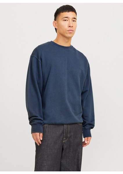 Bisiklet Yaka Lacivert Erkek Sweatshırt 12268273_JJECHARGE Faded Sweat Crew fiyatları