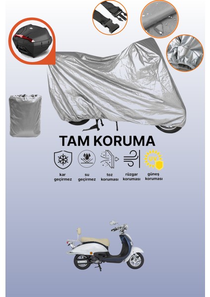 Gri Arka Çanta Uyumlu Mondial 50 Znu Ec Uyumlu Motor Brandası, Koruyucu Örtü