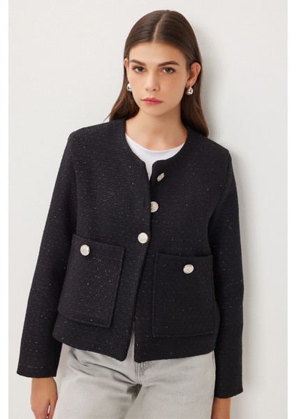 Vatkalı Düğmeli Tüvit Ceket LOH0016 Siyah fiyatları