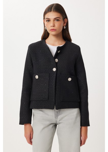 Vatkalı Düğmeli Tüvit Ceket LOH0016 Siyah modelleri