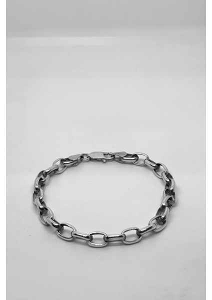 Oval Halka Gümüş Bileklik