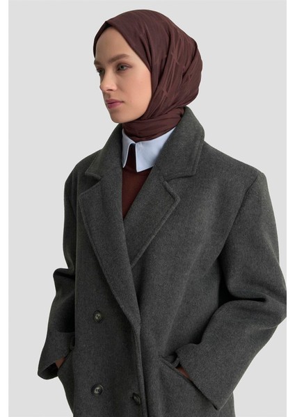 Kruvaze Yaka Kaşe Kaban 25KD1122 Antrasit modelleri