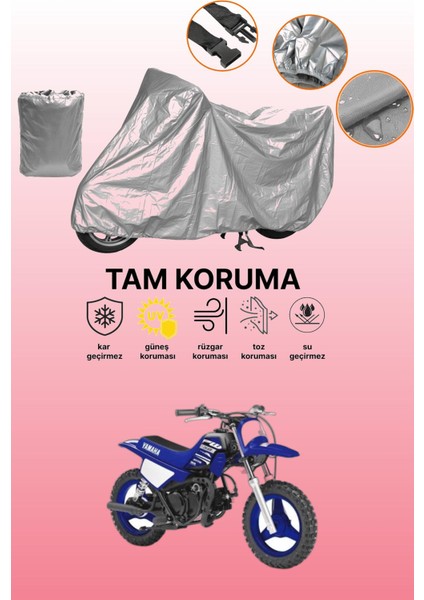 Gri Yamaha Pw 50 Uyumlu Motosiklet Brandası, Koruyucu Örtü, Motor Branda