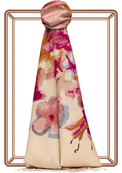 Ipekevi Desenli Ipek Şal - Akşam Sefası Desenli - Bej