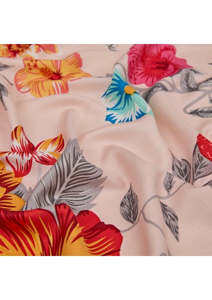 Ipekevi Desenli Ipek Şal - Petunya Desenli - Pudra modelleri