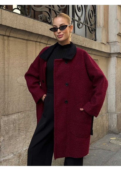 Düğmeli Polo Yaka Şık Manto