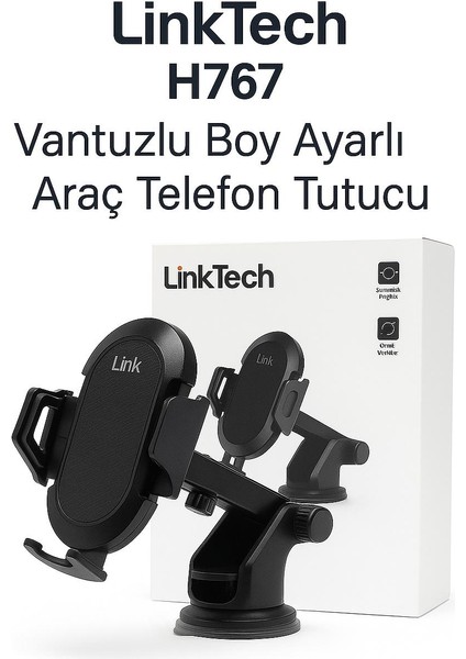 Linktech H767 Vantuzlu Boy Ayarlı Araç Telefon Tutucu