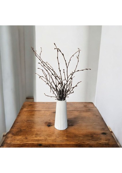 Doğal Siyah Kuru Gürgen Dalı Dekoru (40 Cm) – Beyaz Vazolu modelleri