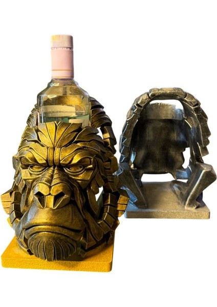 Goril Figürlü Şaraplık - El Işçiliği ile Boyanmış (Altın) fiyatları