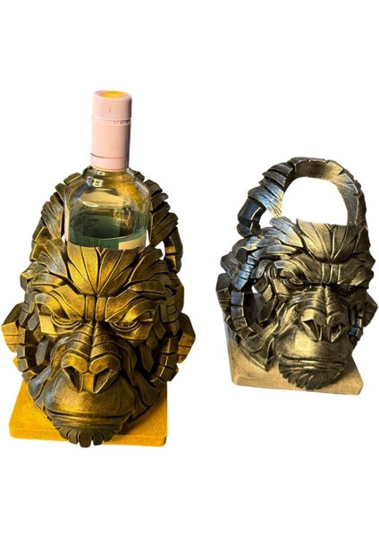 Goril Figürlü Şaraplık - El Işçiliği ile Boyanmış (Altın) modelleri
