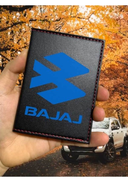 Bajaj Ruhsat Kabı Logolu Motorsiklet Utv Atv Racing Ruhsat Kılıfı Deri Koruyucu