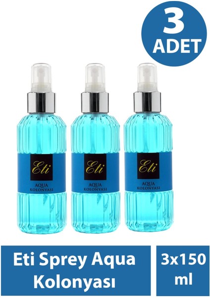 Eti Sprey Aqua Kolonyası 150 ml 3 Adet