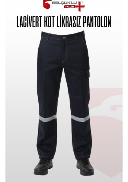 5 Cepli Reflektörlü Likrasız Uzun Ömürlü ve Sağlam Kumaş Koyu Lacivert Kot Pantolon