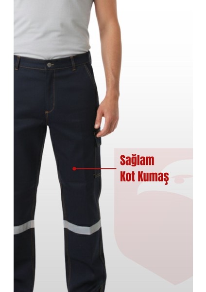 5 Cepli Reflektörlü Likrasız Uzun Ömürlü ve Sağlam Kumaş Koyu Lacivert Kot Pantolon fiyatları