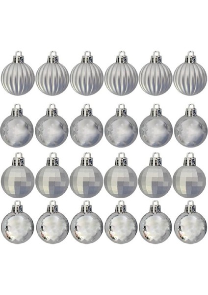 4cm Lüks Ağaç Süsleri Asorti 4 Model 24LÜ -Bronze Kırmızı Gümüş- Yılbaşı Ağaç Süs Topları