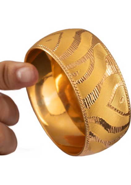 35 Gram (Gr) 40MM Dalga Desen Mega Bilezik 22 Ayar Yatırımlık Işçiliksiz modelleri