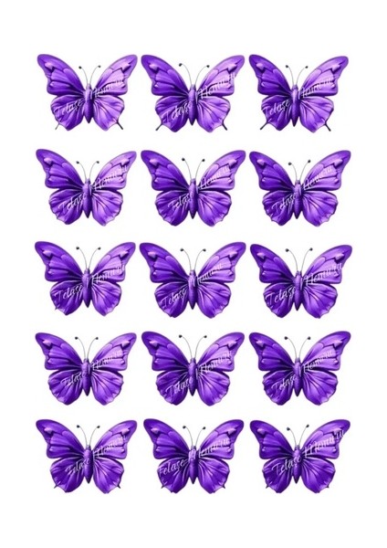 Yenilebilir Mor Kelebek Pasta Süsü - Yenilebilir Pasta Süsü - Kelebek Baskısı