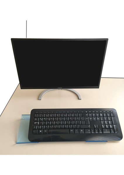 Klavye Standı Sehpası Klavye Yükseltici Pleksiglass 3 mm Şeffaf Açık Mavi Özel Renk.. fiyatları