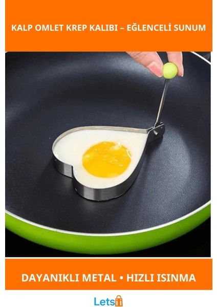 Metal Kalp Şekilli Omlet ve Krep Kalıbı Sevimli Kahvaltı Sunumları Için