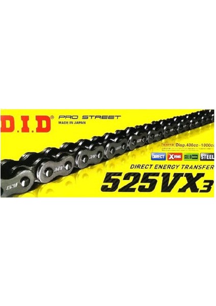D.ı.d 525 Vx3 X-Ring Çelik Renk 118 Bakla Motosiklet Zinciri | Orijinal Ekipman Kalitesi