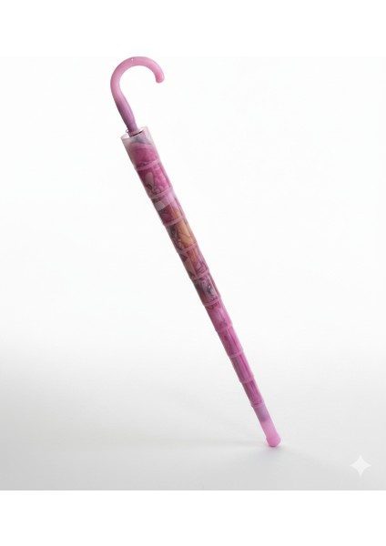 Katlanabilen Koruma Kılıflı Bardaklı Düdüklü 70 Cm! Pembe Prenses Kız Çocuk Şemsiyesi modelleri