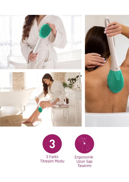 HP87 Şarjlı Silikon Duş Fırçası 3 Mod Titreşimli Vücut Temizleme Fırçası Yeşil modelleri