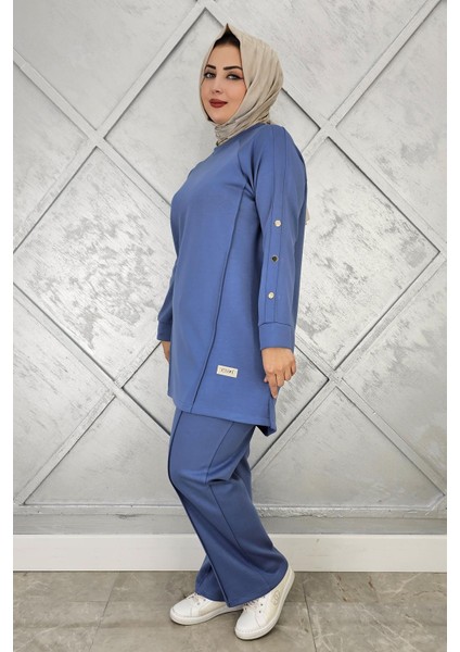 Kadın Kol Düğme Detaylı Tesettür Takım