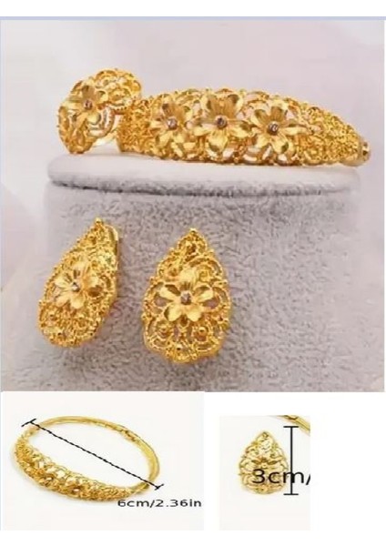 Altın Kaplama Etnik Takı Seti-Bilezik, Yüzük, Küpe modelleri