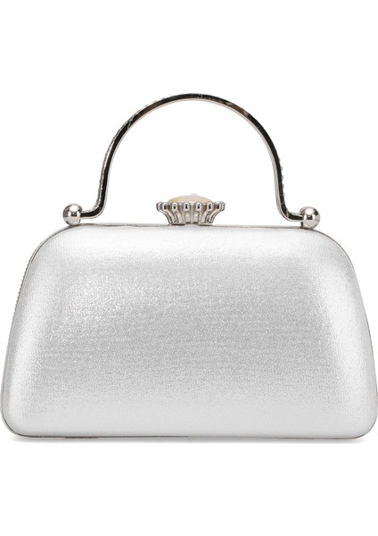 25KC1289 Kadın Taşlı Kutu Abiye Çanta Gümüş modelleri