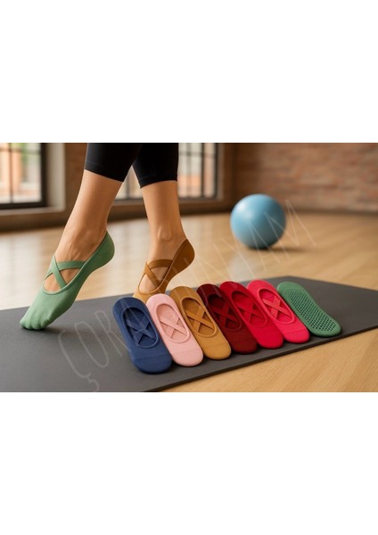 6'li Cotton Plates&yogo Kaydirmaz Reformer Çorap Burun Dikişsiz(Renklerde Ton Farkı Olabilir))