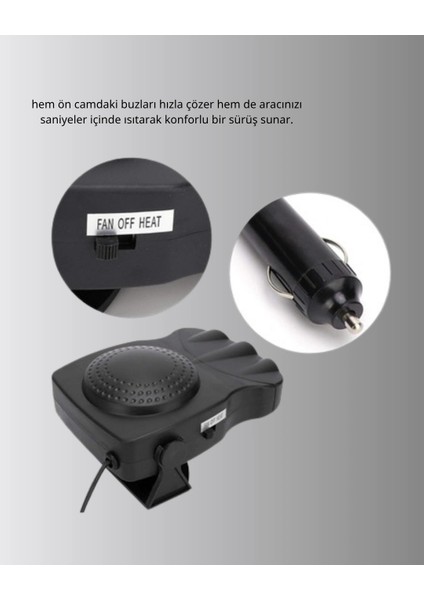 3’ü 1 Arada Araç Içi Isıtıcı ve Fan 150W Güçlü ve 360° Dönebilen Başlıklı fırsatları