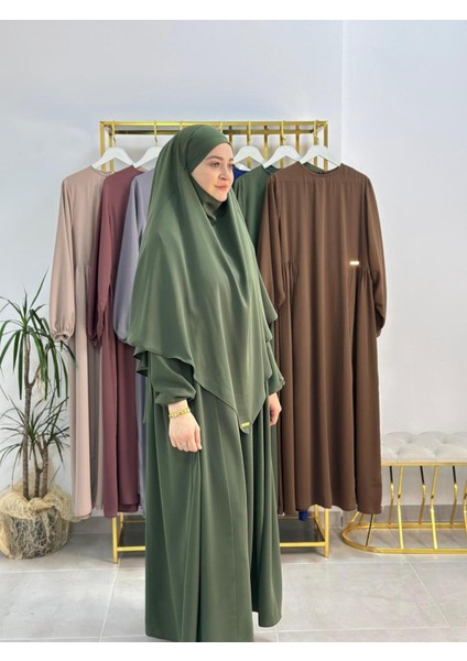 Ferace & Abaya Sufle Takım ,yandan Robalı Elbise .hac ve Umre Için Uygundur Yeşil Renk fırsatları