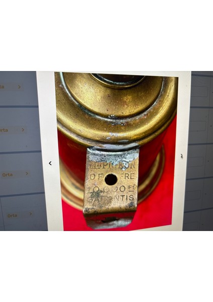 Fransız Pirinç Antika Gaz Lambası 26 cm Boyunda