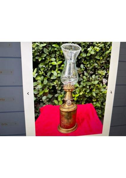 Fransız Pirinç Antika Gaz Lambası 26 cm Boyunda fırsatları