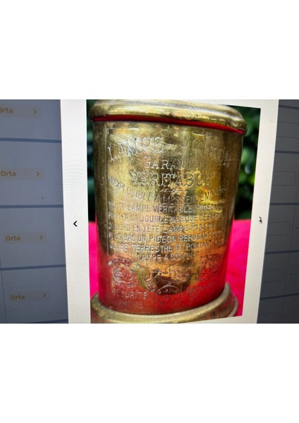 Fransız Pirinç Antika Gaz Lambası 26 cm Boyunda indirimleri