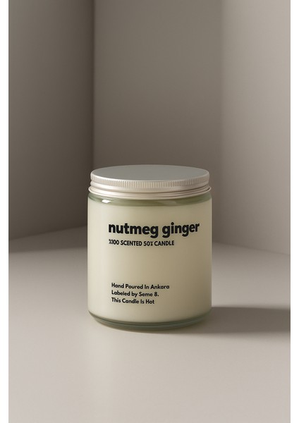 : Nutmeg Ginger : Cam Kavanozda Kokulu %100 Soya Mum (Zencefil, Hindistan Cevizi, Sandal, Sedir Ağacı) fiyatları