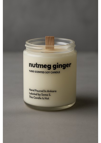 : Nutmeg Ginger : Cam Kavanozda Kokulu %100 Soya Mum (Zencefil, Hindistan Cevizi, Sandal, Sedir Ağacı) modelleri