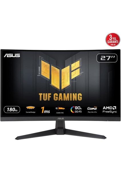Tuf Gamıng VG27VQ3B 27" 1ms 180Hz 1920X1080 Dp/hdmı Curved Gamıng Monıtor