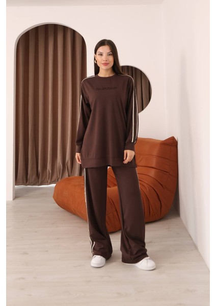 Kadın Şerit Detaylı Sweat Eşofman Ikili Takım