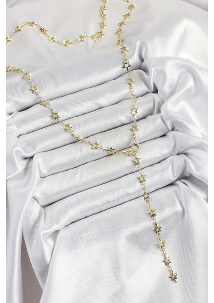 Pirinç Gold Renk Yıldızlı Kadın Y Kolye - TJ-BKO10301