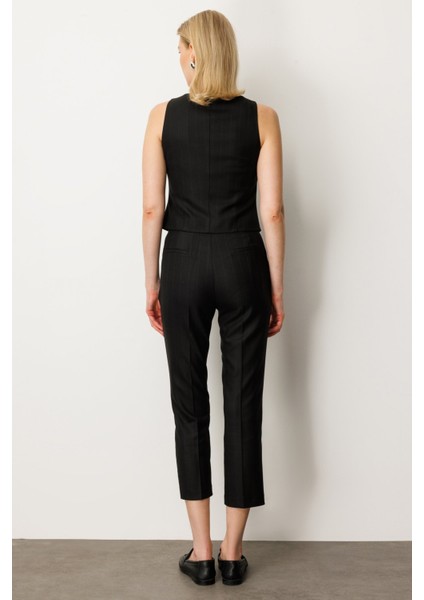 Kadın Düz Kesim Çizgili Pantolon 5125 Siyah fırsatları