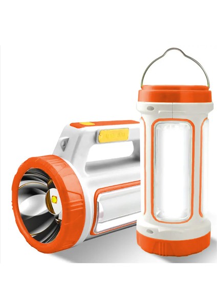 Solar&şarjlı El Feneri JQ-6088 3 W (Projektör) Turuncu