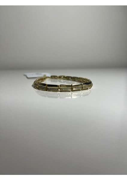 Zirkon Taşlı Gold Link Bileklik