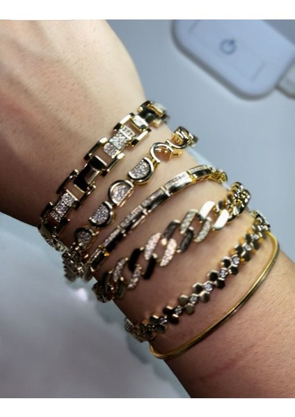 Zirkon Taşlı Gold Link Bileklik fiyatları