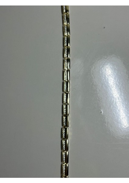 Zirkon Taşlı Gold Link Bileklik